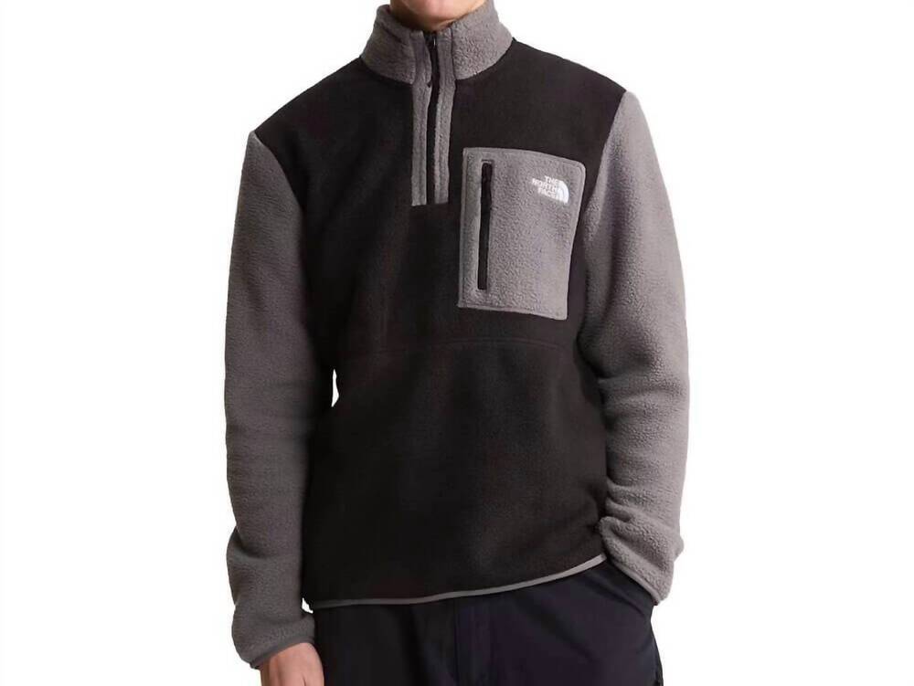 NEW THE NORTH FACE yumiori quarter zip fleece jacket in black/smoked pearl